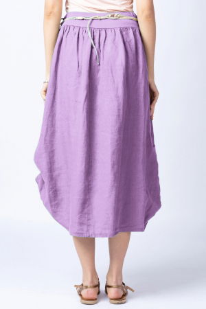 Fusta lunga lila cu poale prinse, din in, cu o curea fancy [2]