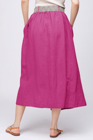 Fusta lunga mov zmeura din vascoza, cu curea inclusa [2]