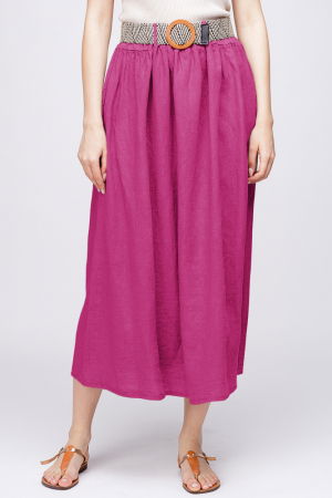 Fuste masuri mari - Fusta lunga mov zmeura din vascoza, cu curea inclusa