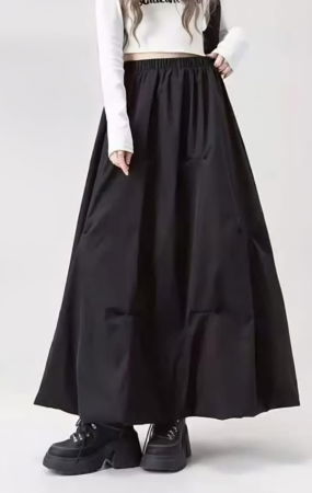 Fuste Casual - Fusta lunga gogosar ampla, neagra