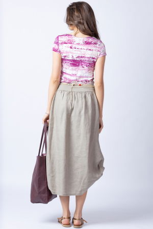 Fusta lunga bej cu poale prinse, din in, cu o curea fancy [3]