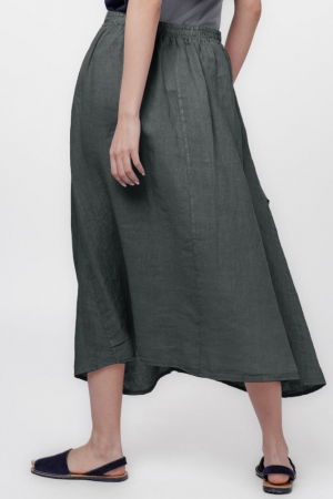 Fusta lunga din in, cu falduri, gri inchis [1]