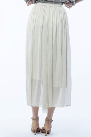 Fusta lunga din matase si vascoza, cu banda elastica, bej [1]