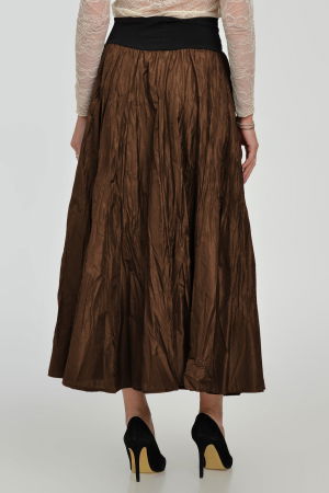 Fusta lunga din vascoza, in 15 clini, din tafta maro roscat metalizat [2]