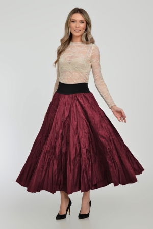 NOUTATI - Fusta lunga din vascoza, in 15 clini, din tafta bordo