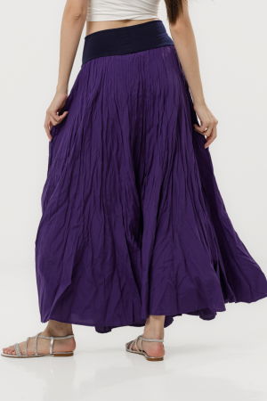 Fusta lunga din vascoza sifonata, in 15 clini, din vascoza grea mov inchis [3]