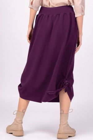 Fusta lunga din bumbac, cu sireturi laterale la baza, mov inchis [2]