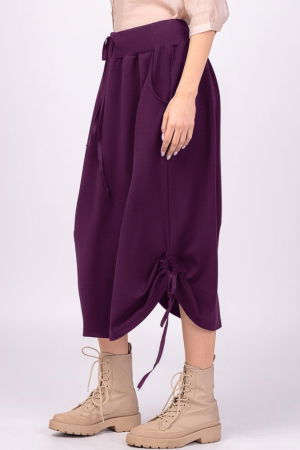 Fusta lunga din bumbac, cu sireturi laterale la baza, mov inchis [1]