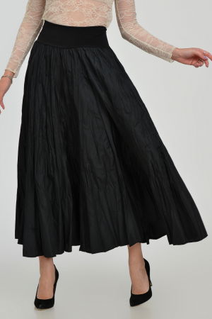 Fuste din Tafta - Fusta lunga din vascoza, in 15 clini, din tafta neagra cu irizatii maro