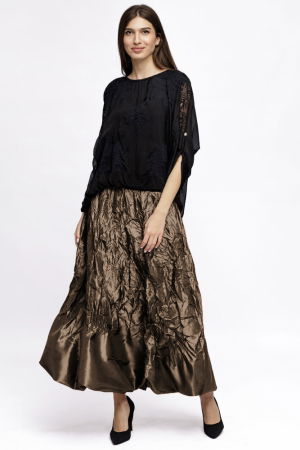 Fusta lunga gogosar, din tafta cafenie [2]