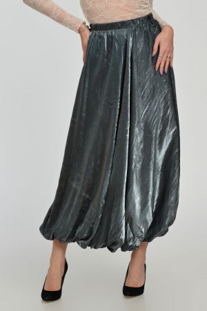 Fuste masuri mari - Fusta eleganta, lunga, gogosar, gri metalizat