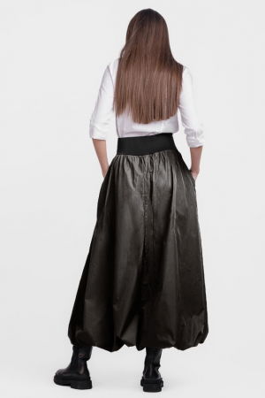 Fusta lunga gogosar, din tafta gri inchis sifonata [1]