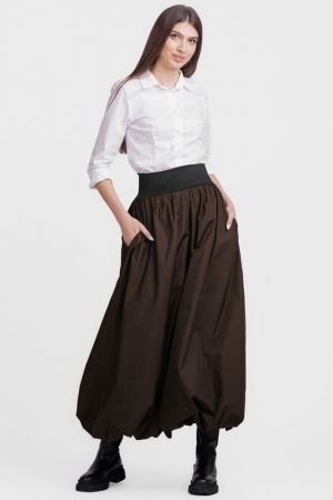 Fuste masuri mari - Fusta lunga gogosar, din tafta maro