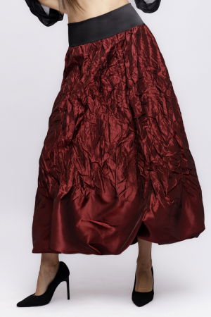 Fuste din Tafta - Fusta lunga gogosar, din tafta bordo