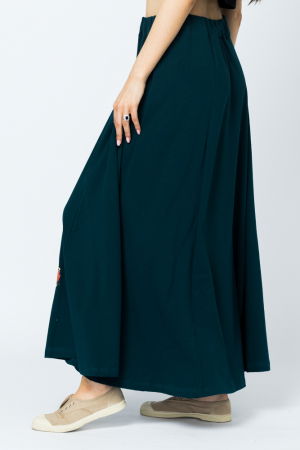 Fusta lunga in A, din tricot de bumbac, turcoaz inchis [1]