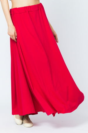 Fusta lunga in A, din tricot de bumbac, fucsia [1]