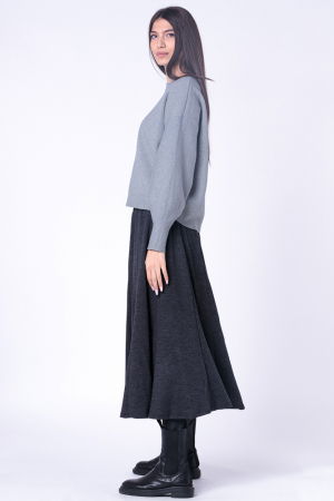 Fusta lunga in clini, din lana gri inchis [1]