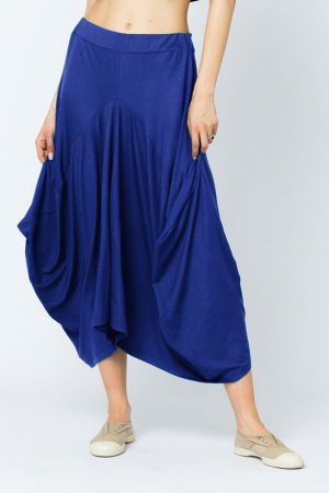 Fuste Casual - Fusta lunga in colturi, din bumbac, albastra