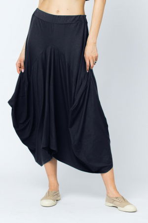 Fuste Casual - Fusta lunga in colturi, din bumbac, bleumarin