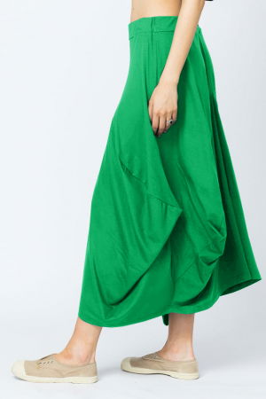 Fusta lunga in colturi, din bumbac, verde intens [1]