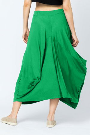 Fusta lunga in colturi, din bumbac, verde intens [2]