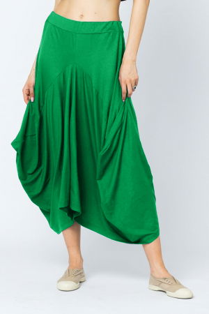Fuste masuri mari - Fusta lunga in colturi, din bumbac, verde intens