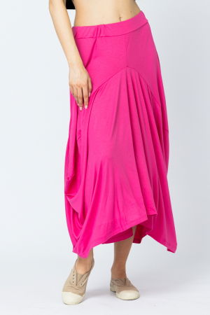 Fusta lunga in colturi, din tricot subtire de vascoza, fucsia [1]