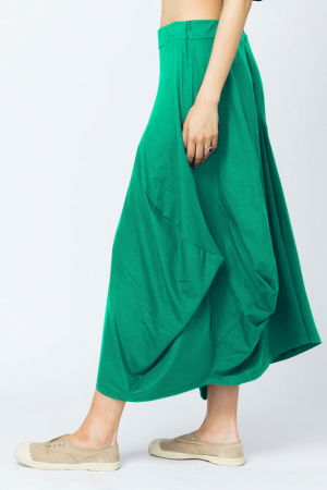 Fusta lunga in colturi, din bumbac, verde [1]