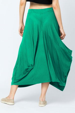 Fusta lunga in colturi, din bumbac, verde [2]