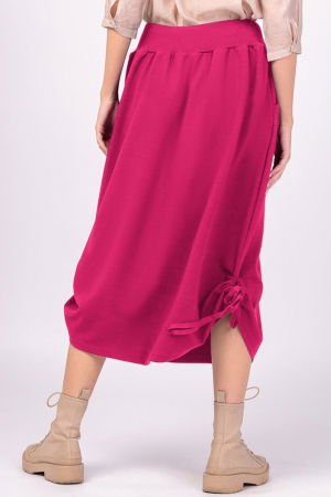 Fusta lunga, fucsia din bumbac, cu sireturi laterale la baza [2]