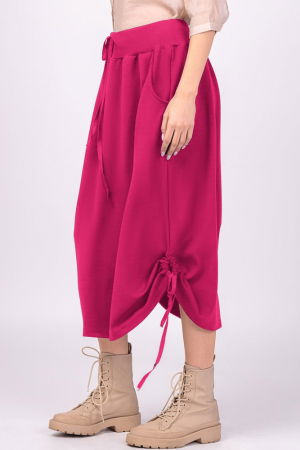 Fusta lunga, fucsia din bumbac, cu sireturi laterale la baza [1]