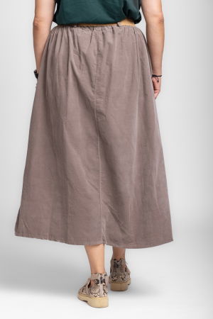 Fusta lunga bej din catifea reiata, cu curea inclusa [2]