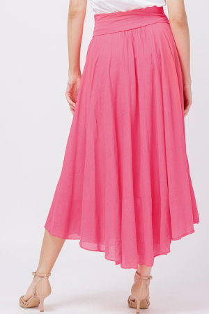 Fusta lunga fucsia, ampla, clos, din batist de bumbac [2]