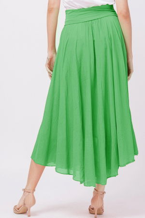 Fusta lunga verde crud, ampla, clos, din batist de bumbac [2]