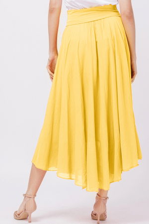 Fusta lunga galbena, ampla, clos, din batist de bumbac [2]