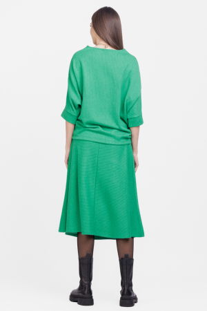 Fusta midi clos din jerseu embosat de vascoza, verde [6]