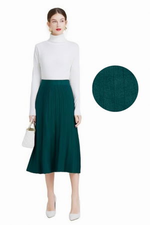 ÎMBRĂCĂMINTE - Fusta calduroasa, tricotata cu dungi verticale , verde