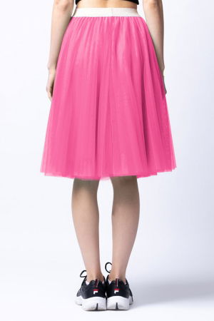 Fusta midi din tulle plisat, roz [2]