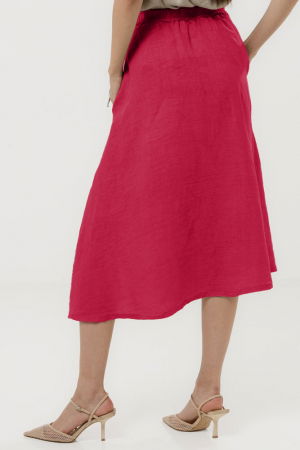 Fusta midi in stil petrecut din in, fucsia [2]