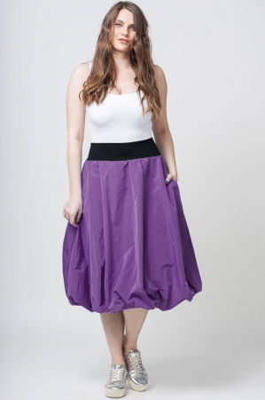 Fuste din Tafta - Fusta mov midi, tip gogosar, din tafta