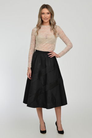 Fusta neagra clos din bumbac satinat cu aplicatii [6]