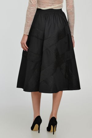 Fusta neagra clos din bumbac satinat cu aplicatii [4]