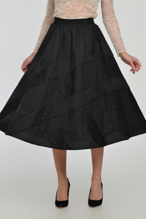 Fusta neagra clos din bumbac satinat cu aplicatii [1]