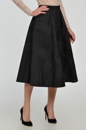 Fusta neagra clos din bumbac satinat cu aplicatii [2]
