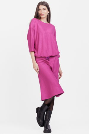 Fusta midi clos din jerseu embosat de vascoza, magenta [1]