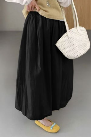 Fuste Casual - Fusta gogosar neagra, fluida, cu dublura in interior