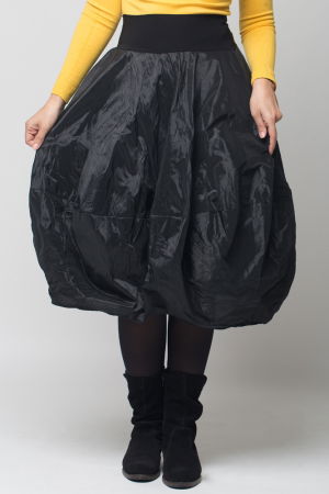 Fusta neagra midi, tip lalea, din tafta cu memorie [1]