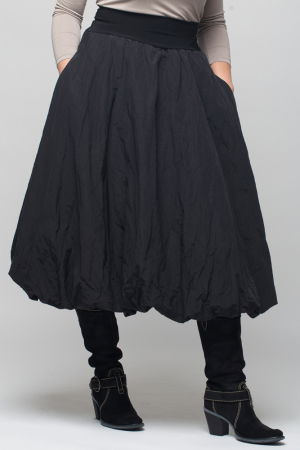 Fusta neagra midi, tip gogosar, din tafta cu memorie [4]