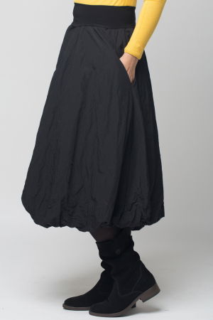 Fusta neagra midi, tip gogosar, din tafta cu memorie [1]