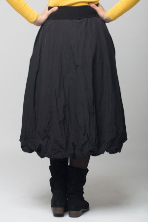 Fusta neagra midi, tip gogosar, din tafta cu memorie [2]